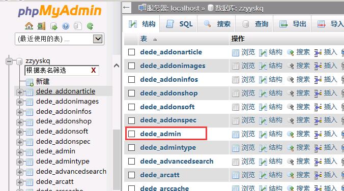 dedecms织梦后台帐号或者密码忘记了怎么办?-seo教程,找到dede_admin这一个表单,dedecms织梦后台帐号或者密码忘记了怎么办?,第5张