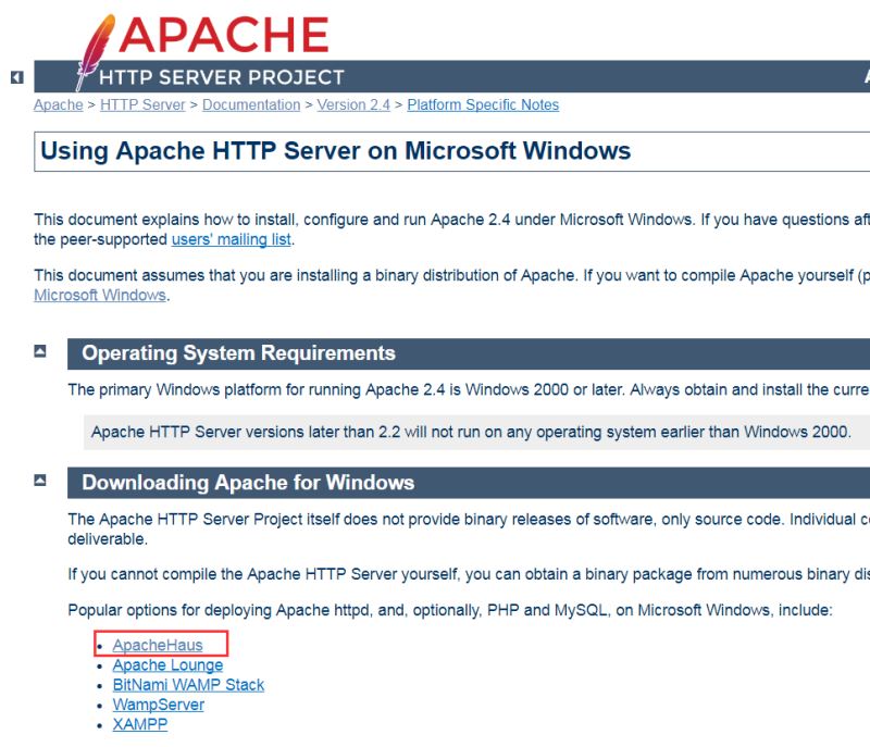 apache服务器的安装与配置教程-seo教程,找到Downloading Apache for Windows栏,apache服务器的安装与配置教程,第5张