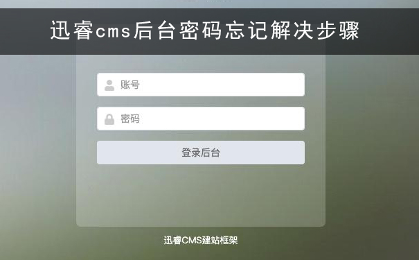 迅睿cms后台密码忘记了,如何找回?-seo教程