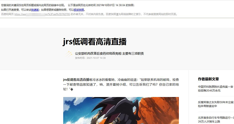 PC端和移动端网页快照被劫持的处理方法-seo教程,被恶意劫持的百度快照截图,PC端和移动端网页快照被劫持的处理方法,第3张
