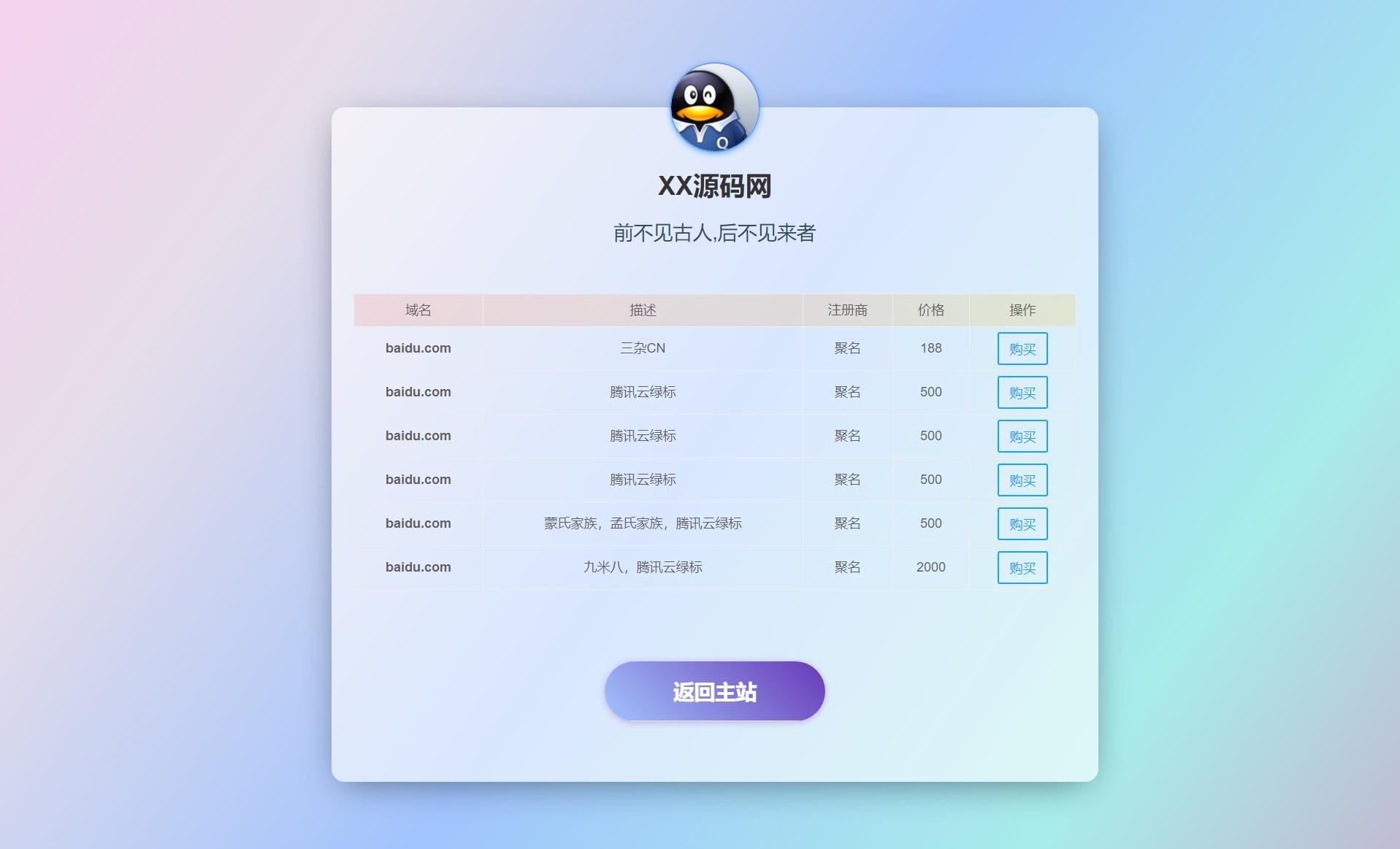 域名出售单页HTML模板PHP引导页源码-小编推荐