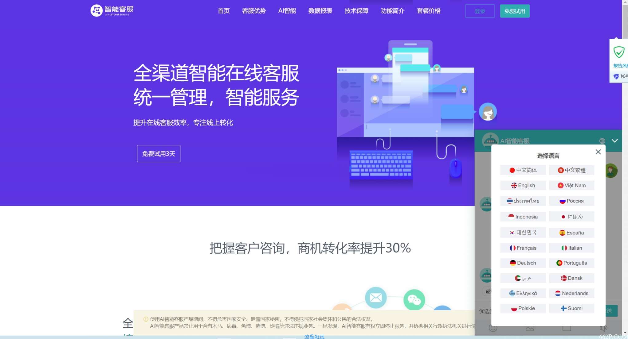 Ai智能客服系统在线客服源码+多语言+桌面推送-小编推荐