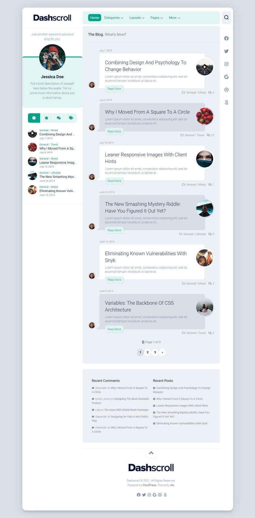 WordPress免费个人博客杂志主题 Dashscroll-小编推荐
