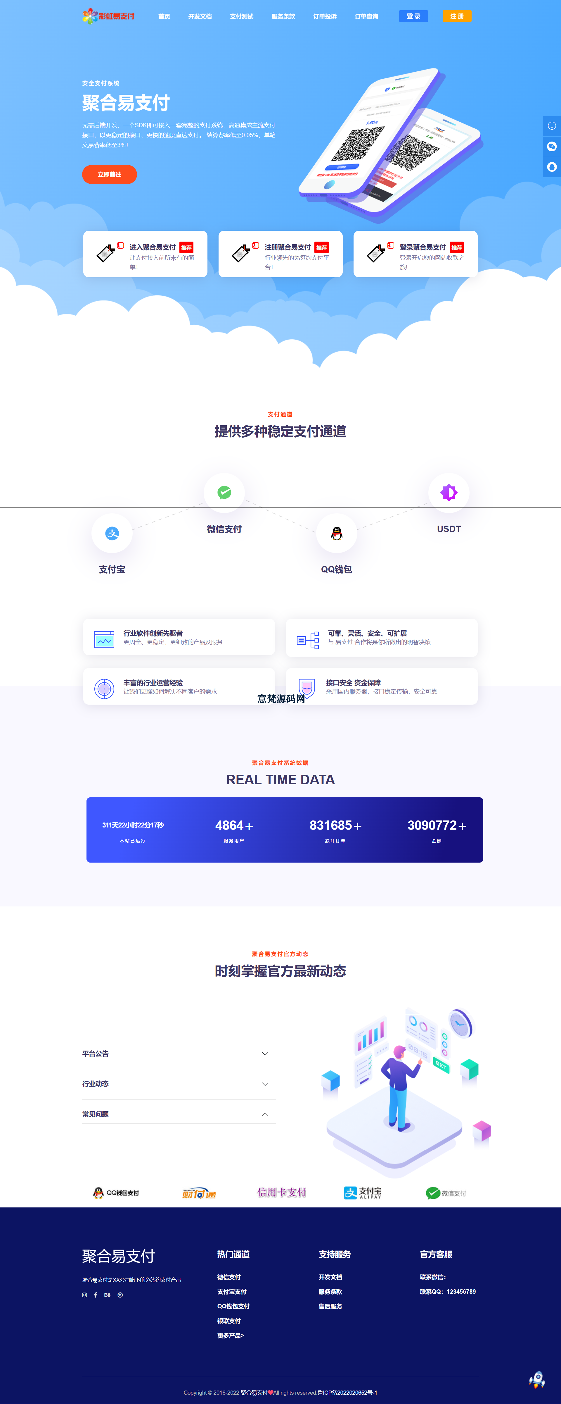 彩虹易支付源码最新版免授权2.0版本前台模板美化+前台用户中心美化版-小编推荐