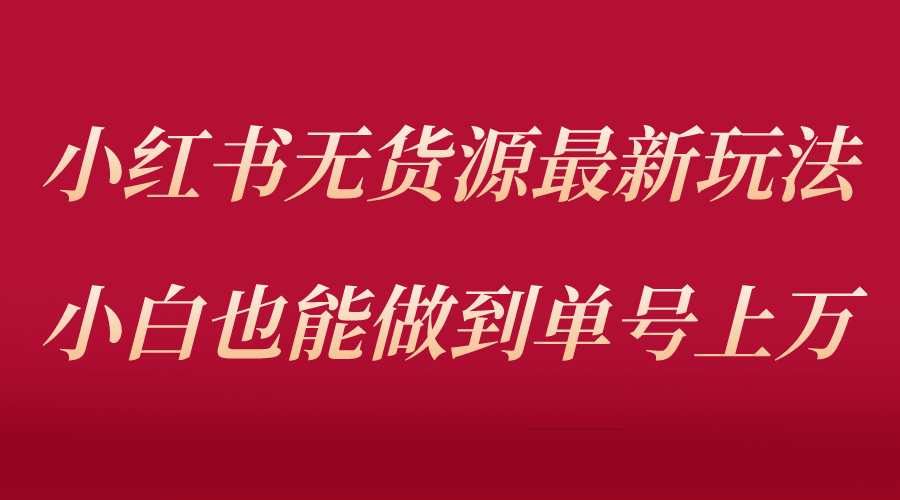 小红书无货源最新螺旋起号玩法，电商小白也能做到单号上万（收费3980）-小编推荐