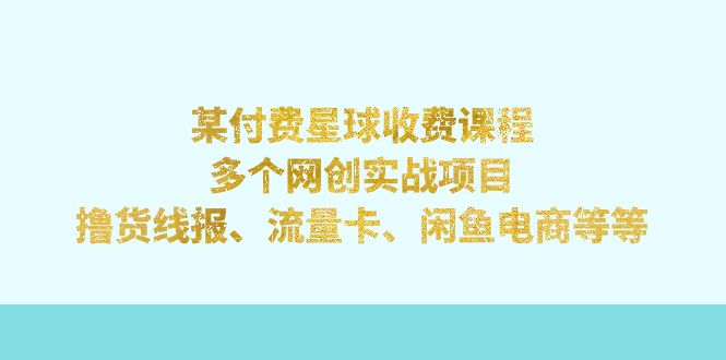 某付费课程：多个网创实战项目，撸货线报、流量卡、闲鱼电商等等-小编推荐