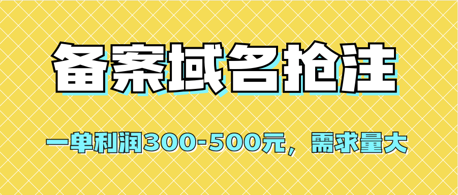 【全网首发】备案域名抢注，一单利润300-500元，需求量大-小编推荐
