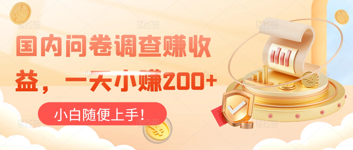 国内问卷调查赚收益，一天小赚200+，小白随便上手-小编推荐