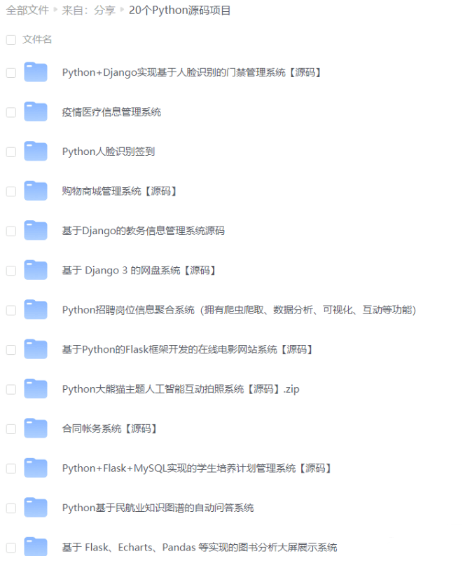 20个python项目源码-小编推荐