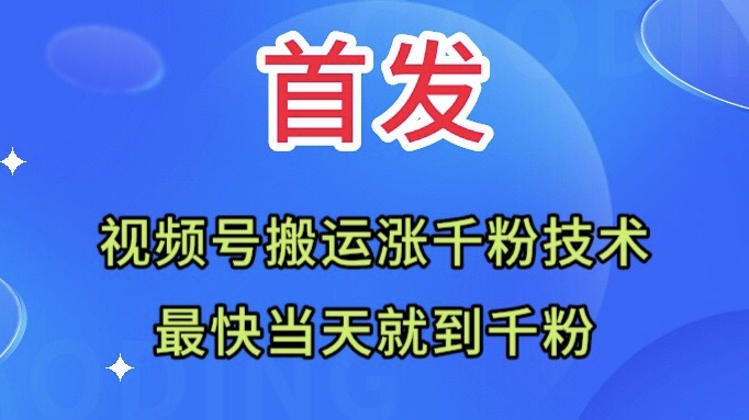 全网首发：视频号无脑搬运涨千粉技术，最快当天到千粉-小编推荐