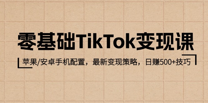 零基础TikTok变现课：苹果/安卓手机配置，最新变现策略，日赚500+技巧-小编推荐